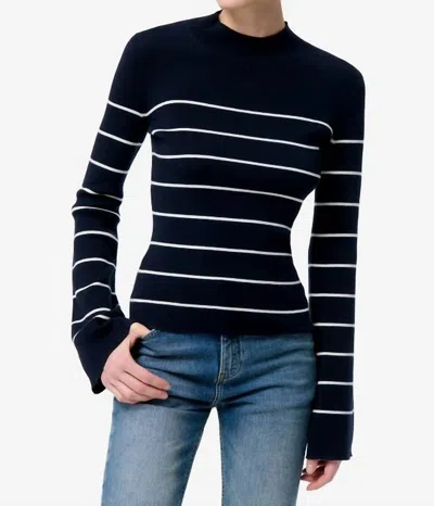 Vanessa Bruno Vanessa Long Bell Sleeves Sweater In Ecru/navy In Blue