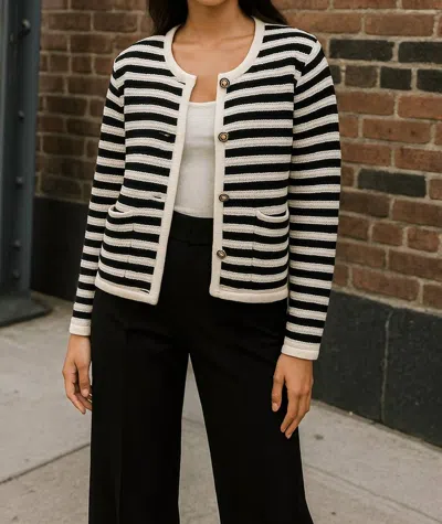 Entro The Margot Stripe Cardigan In Black Stripe In Multi
