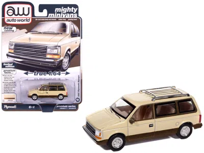 Autoworld 1987 Plymouth Voyager Van Light Cream And Golden Bronze Metallic 2-tone "mighty Minivans" Series 1/6
