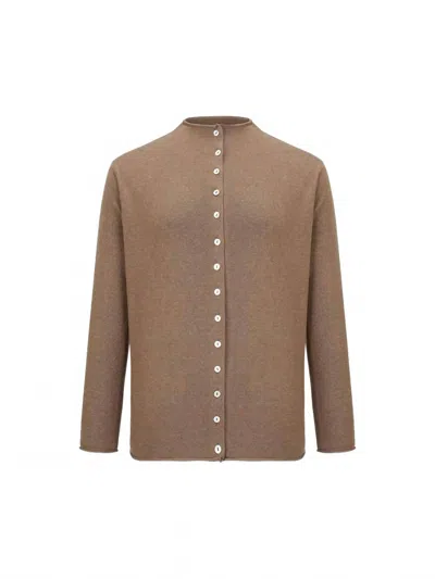 T.w.i.n. That’s What I Need Men's High Neck Cardiigan In Brown In Brown