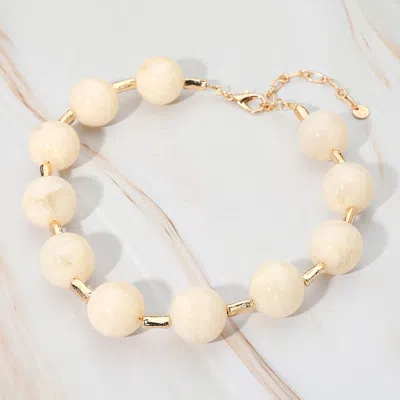Fashnzfab Round Marble Ball Wire Beaded Statement Necklace In Multi