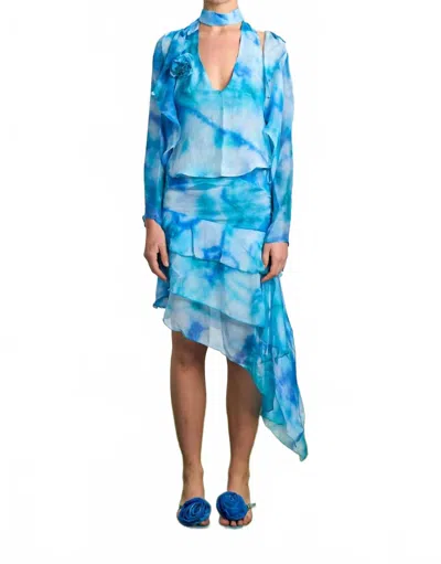 Caro Luna Marco Asymmetric Skirt In Blue In Blue