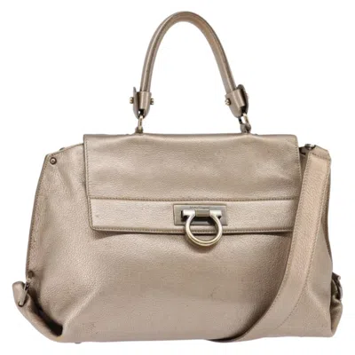 Pre-owned Ferragamo Sofia Satchel Leather Leather Bag () In Sand