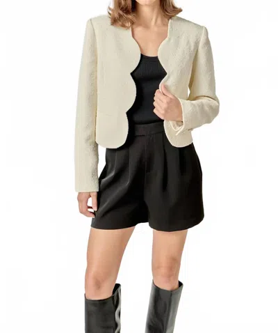 Endless Rose Day To Night Scallop Trim Blazer In White In Neutral