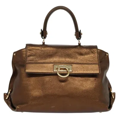 Pre-owned Ferragamo Sofia Satchel Leather Leather Bag () In Brown