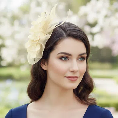 Fashnzfab Feather Accent Mesh Floral Fascinator Hair Clip Headband In Multi