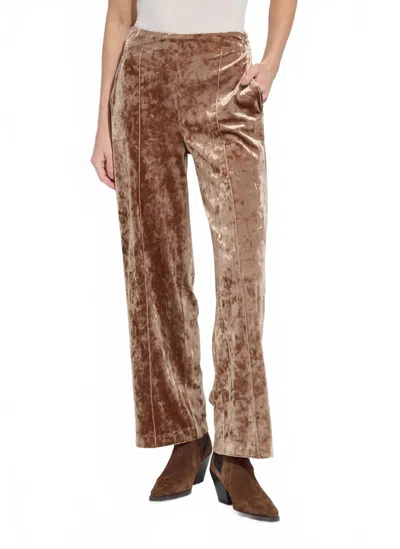 Lyssé Shay Crushed Velvet Suit Pants In Lux Camel In Brown