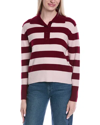 Brodie Cashmere Stripe Wool & Cashmere-blend Henley Sweater In Red