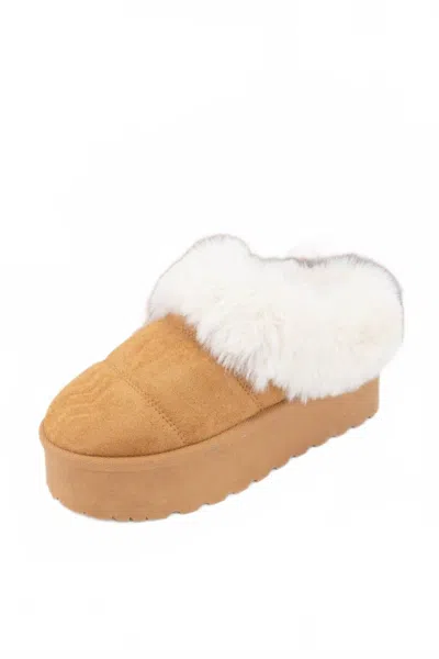 Ccocci Women's Platform Faux Fur Sandals In Camel In Brown