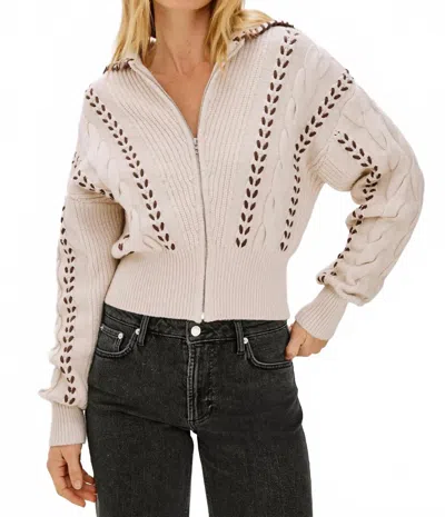 Rails Lune Whipstitch Detail Cotton Blend Bomber Sweater In Neutral