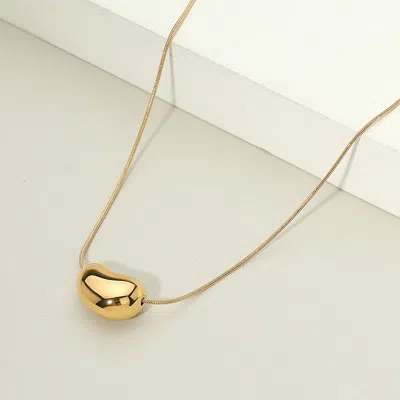 Fashnzfab 18k Gold Dipped Stainless Steel Bean Pendant Necklace In Gold