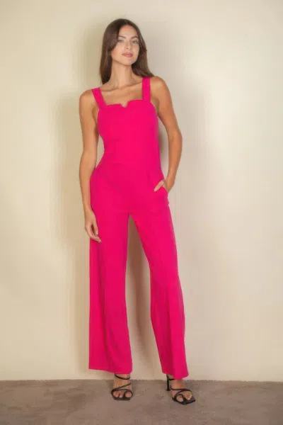 Truedames Notched Neck Cami Jumpsuit In Pink