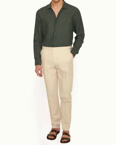 Orlebar Brown Griffon Linen Pants In Chai In Green