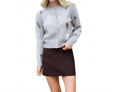 Thml The Sutton Star & Boots Knit Cardigan In Grey In Gray