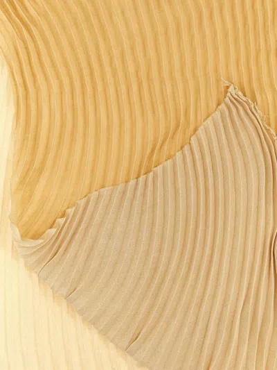 Issey Miyake Beige Double Pleats Stole In Yellow
