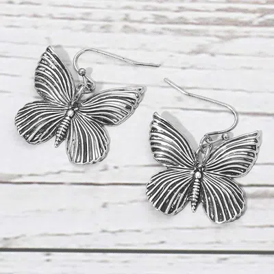 Fashnzfab Metal Butterfly Dangle Earrings In Multi