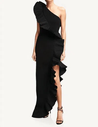 One 33 Social Mercer Pleated Ruffle Maxi Dress In Black In Black