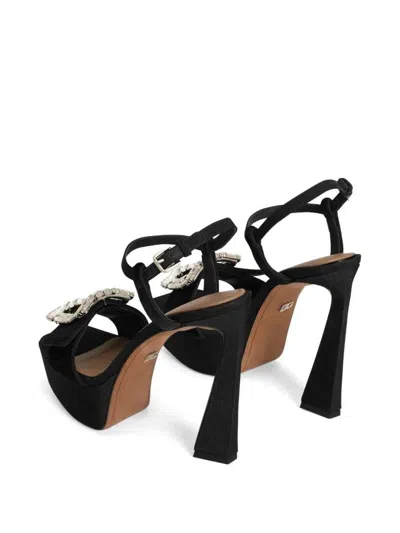 Dolce & Gabbana Platform Sandals High Heel Fabric Calfskin In Black