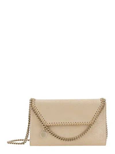 Stella Mccartney Falabella Wallet W/ Chain Bag Eco Shiny Dotted Chamois W/tonal Chain - Airlite In Brown