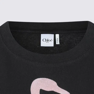 Chloé Chloe Flamingo Printed Cotton T-shirt In Black