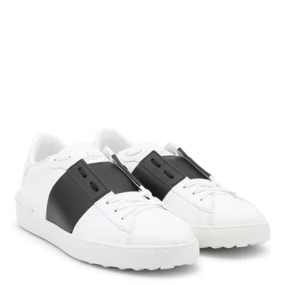Valentino Garavani Open Leather Sneakers With Contrast Band And Stud Details Shoes In White