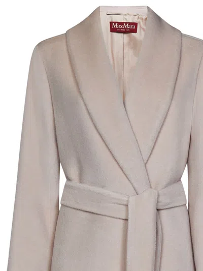 Max Mara Studio Taglio Coat In Gray