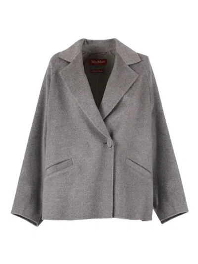Max Mara Guinea Short Coat In Cashmere And Wool In Gray