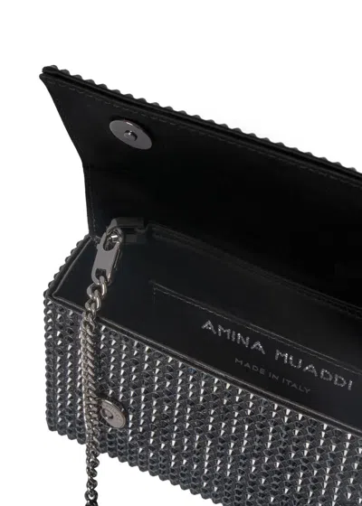 Amina Muaddi Paloma Mini Satin Clutch In Black