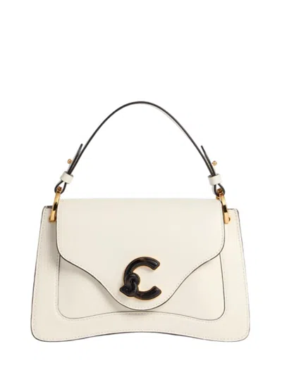 Coccinelle Cream Calf Leather Bos Taurus Handbag In Neutral