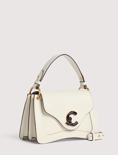 Coccinelle Cream Calf Leather Bos Taurus Handbag In Neutral