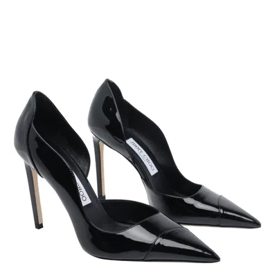 Jimmy Choo Brigitte Black Pumps With Thin Heel In Shiny Leather Woman