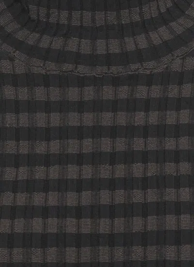 Mm6 Maison Margiela Ribbed Viscose High Neck Knit Sweater In Black