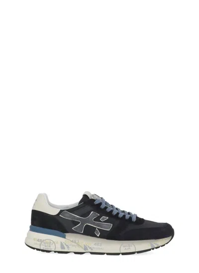 Premiata Layered White And Grey Sneakers With Sculpted Sole In Black