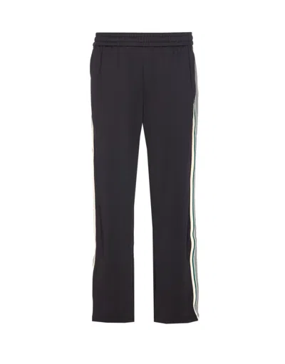 Represent Mens Embroidered-logo Striped-panel Stretch-woven Jogging Bottoms Jet Black In Black