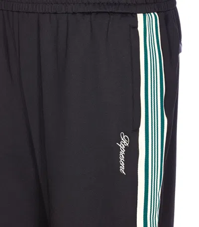 Represent Mens Embroidered-logo Striped-panel Stretch-woven Jogging Bottoms Jet Black In Black