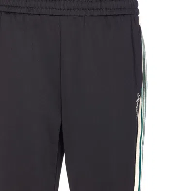 Represent Mens Embroidered-logo Striped-panel Stretch-woven Jogging Bottoms Jet Black In Black