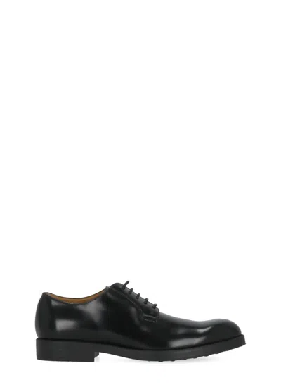 Tod's Polished Leather Lace-up Shoes With Rounded Toe In Black