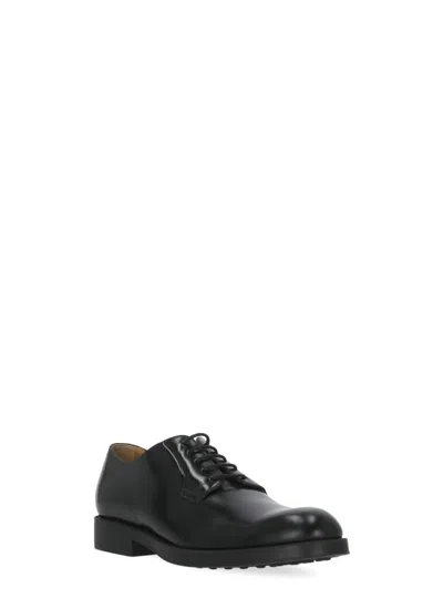 Tod's Polished Leather Lace-up Shoes With Rounded Toe In Black