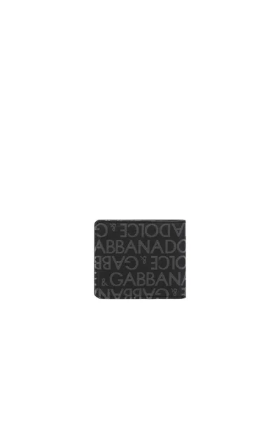 Dolce & Gabbana Wallet In Jacquard Fabric With Logo In Black