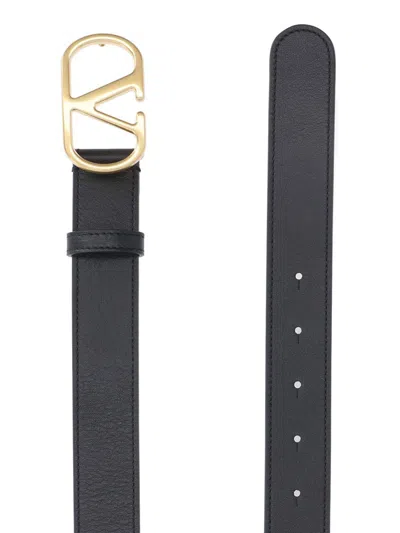 Valentino Belt Adjustable Length Multiple Holes Design In Black
