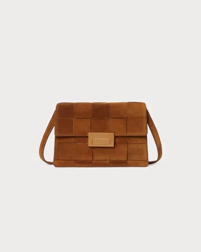 Loeffler Randall Women's Delphine Leather Clutch Bag In Woven Cacao Suede In Brown