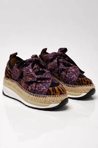 Free People Women's Chapmin Espardrille Sneaker In Leopard In Animal Print