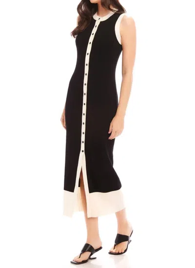 Fifteen Twenty Maves Contrast Trim Sleeveless Midi Sweater Dress In Black In Black