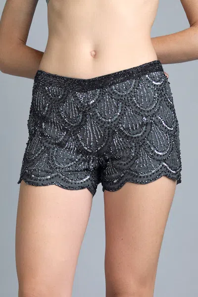 Basix Black Label Scalloped Silk Shorts In Pink