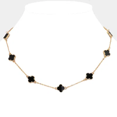 Fashnzfab Quatrefoil Station Necklace In Multi
