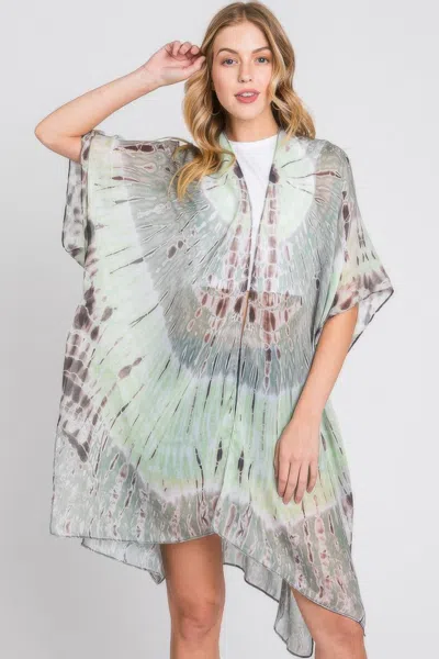 Truedames Tie Dye Print Kimono In Green
