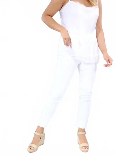 Marble Slim Straight Trousers In White In Multi