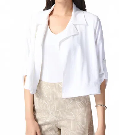 Joseph Ribkoff Woven Boxy Blazer In Vanilla In Animal Print