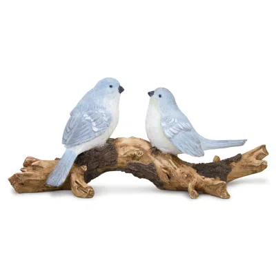 Hivvago Natural Blue Birds On Branch Figurine 9.5"l
