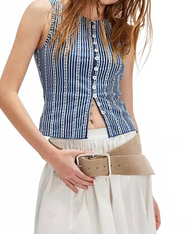 Free People Tilly Vest In Navy Printed In Blue